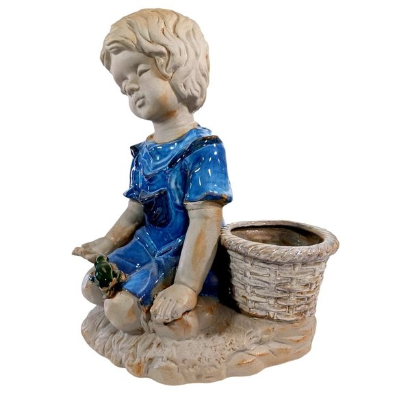 Royal Copenhagen 1950s Art Deco Mid Century Sculpture Child & Frog Planter Vase - Picture 7 of 10